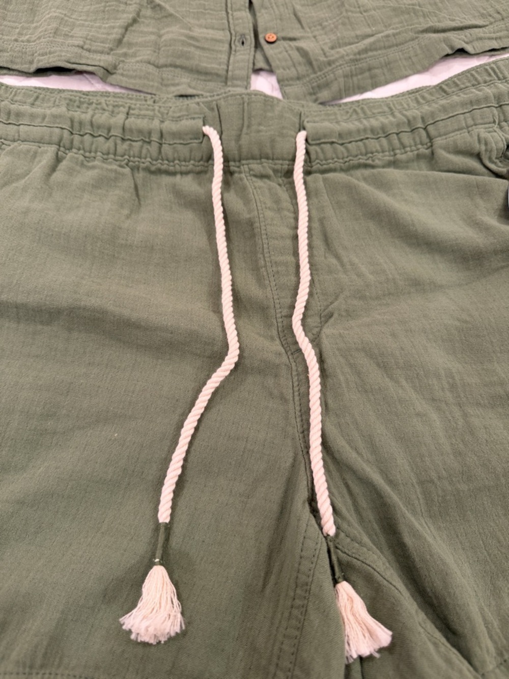 Olive Green Two-Piece Gauze Lounge Set - Picture 3 of 7